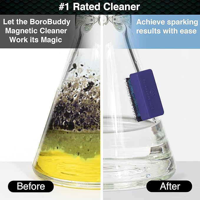 SNOWTREE Magnetic Glass Cleaner BoroBuddy | Glass Pieces, Bottles, Vases | Compact Design for Tighter Spaces & Smaller Glass Pieces | Double Sided | Purple