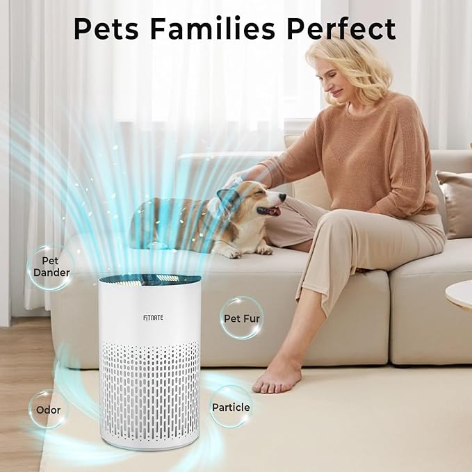 FITNATE Air Purifiers for Home Large Room Up to 1076 Ft² with Aromatherapy, H13 True HEPA Air Purifier for Pets, Quiet Air Cleaner for Smoke Dust Pollen Pets Dander Odor, with Night Light,Timer, White