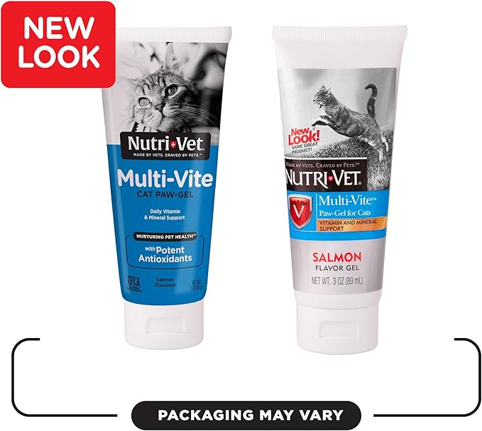 Nutri-Vet Multi-Vite Paw Gel for Cats, Daily Vitamin, Kitten Supplies, Immune Support, Cat Vitamin, Potent Antioxidants, Senior Feline Supplements, 3 oz