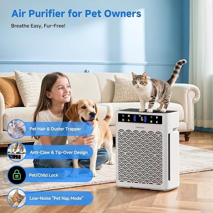 Air Purifiers for Home, Large Room up to 3000 Ft², HEPA Air Purifier for Home Pets with Filter, Air Quality Sensor, Timer, Air Cleaner for Bedroom, Dorm Room, Pet Hair, Office
