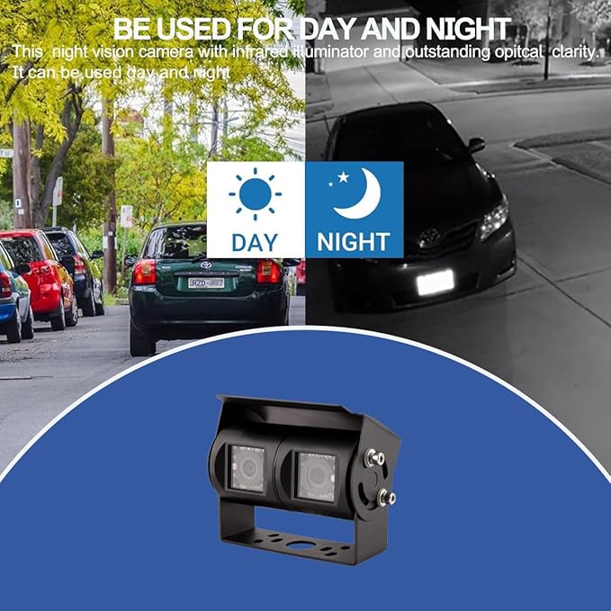 AHD 1080P 7" Reverse Rear View Backup Dual Twin Lens Camera System, Point Each Lens in a Different Direction, IR, Waterproof, 10G Vibration-Proof for Tractor/Truck/Camper/Caravan/Skid Steer/Harvester