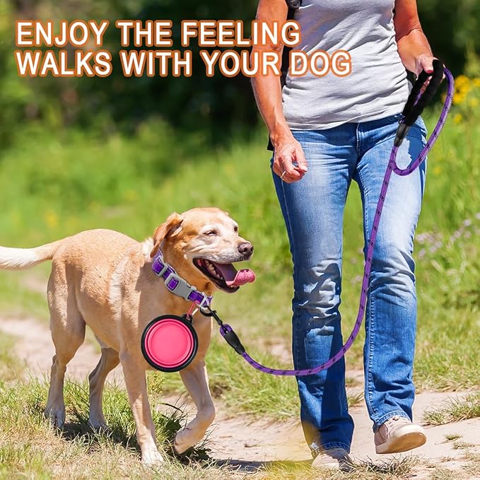 BARKBAY Dog Leashes for Large Dogs Heavy Duty Dog Leash 4/5/6 FT with Comfortable Padded Handle and Highly Reflective Threads for Medium Large Dogs Walking Training Running (6FT-1/2'',Purple)