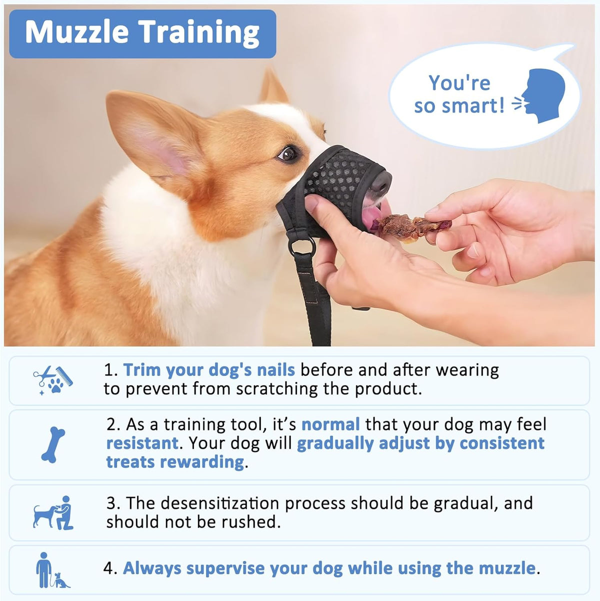 LUCKYPAW Soft Muzzle for Medium Large Sized Dogs Labrador German Shepherds, Dog Muzzle to Prevent Biting Chewing, Adjustable Mouth Guard for Grooming Walking Training(Black, L)