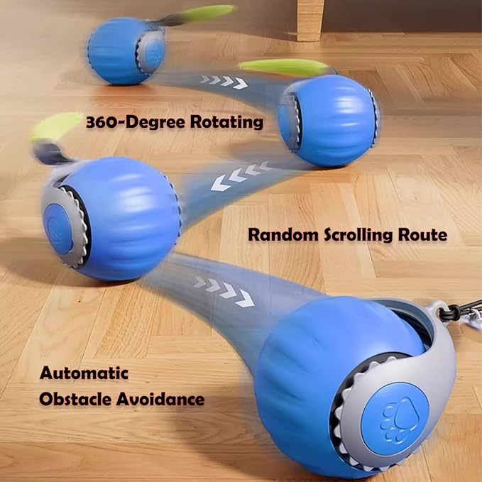 Smart Speedy 3.0 Interactive Cat Ball with Auto Obstacle Avoidance - Indoor Kitten Toy for Mental Stimulation & Playtime Fun ，2025 Edition (Blue)