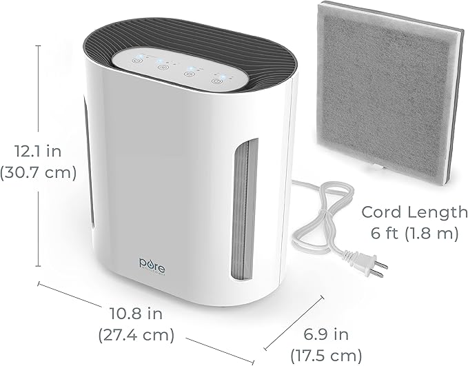 Pure Enrichment PureZone Air Purifier for Bedroom & Living Room, 4-Stage Filtration & UV-C Light, H13 HEPA Filter Helps Remove Bacteria, Pet Hair Dander, Allergens, Germs, Smoke, Dust (White)