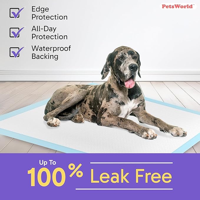 PETSWORLD Giant Dog Potty Pads, Odor-Eliminating, 36" x 36", Ultra Absorbent 5-Layer Leak-Proof Training Pads for Dogs & Cats (36x36, 600 Count)