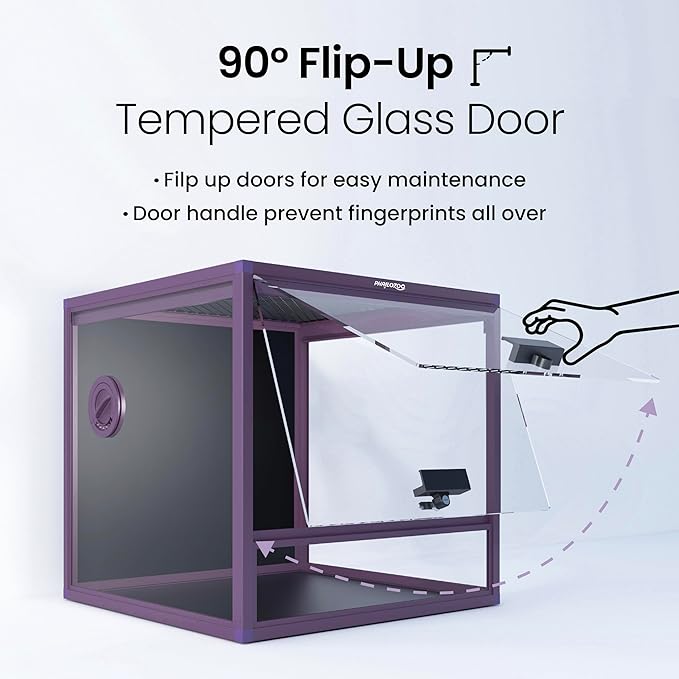 MagicCube 18'' x 18'' x 18'' Reptile Tank with Lock, 24 Gallon Reptile Terrarium with Flip-Up Tempered Glass Door, Top Screen Ventilation for Leopard Gecko - Bottom Not Leakproof