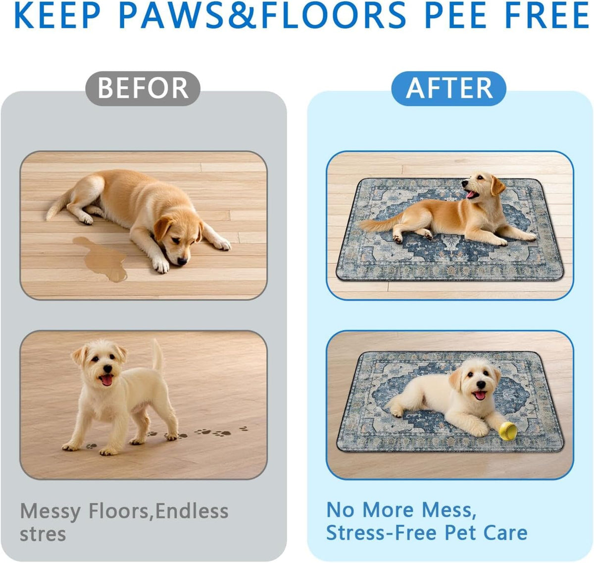 Washable Pee Pads for Dogs 2 Pack, Absorbent Reusable Puppy Pads Waterproof, Leakproof & Non-Slip Whelping Pad, Potty Training Pads for Dogs Playpen Mat 24x36