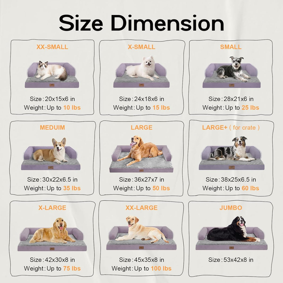 Small Dog Bed Waterproof Orthopedic Dog Beds for Medium Sized Dogs Comfy Pet Cat Bed with Sides, Washable Removable Cover