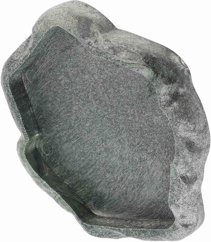 Reptile Bowl, Resin Rock Reptile Food and Water Feeder Pet Aquarium Ornament Terrarium Dish Plate for Tortoise Lizard Iguana(Dark Green S)