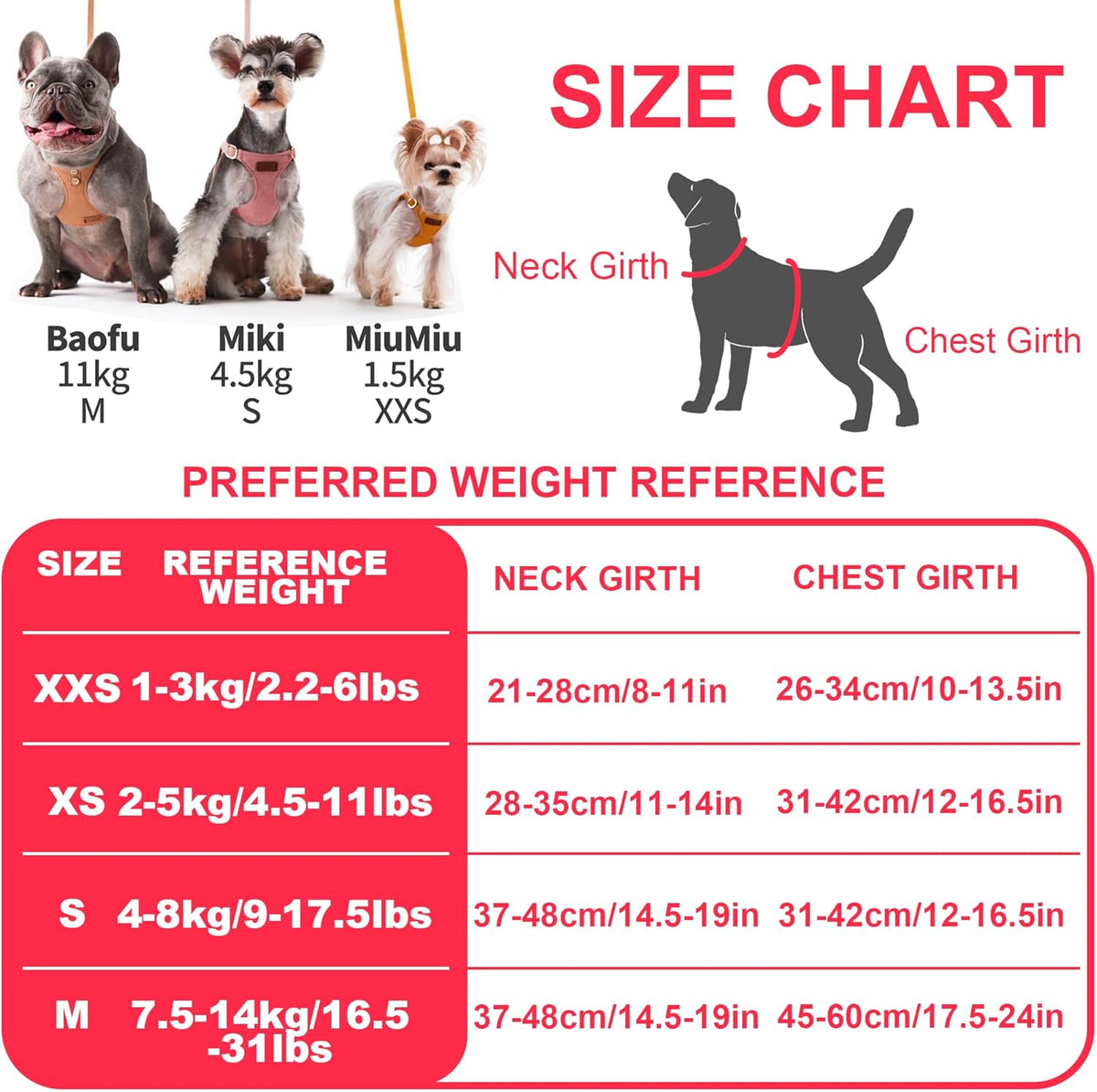 Puppytie No Pull Small Dog Harness with Multifunction Dog Leash, Lightweight Soft Adjustable No Choke Escape Proof Pet Harness Vest, Pink