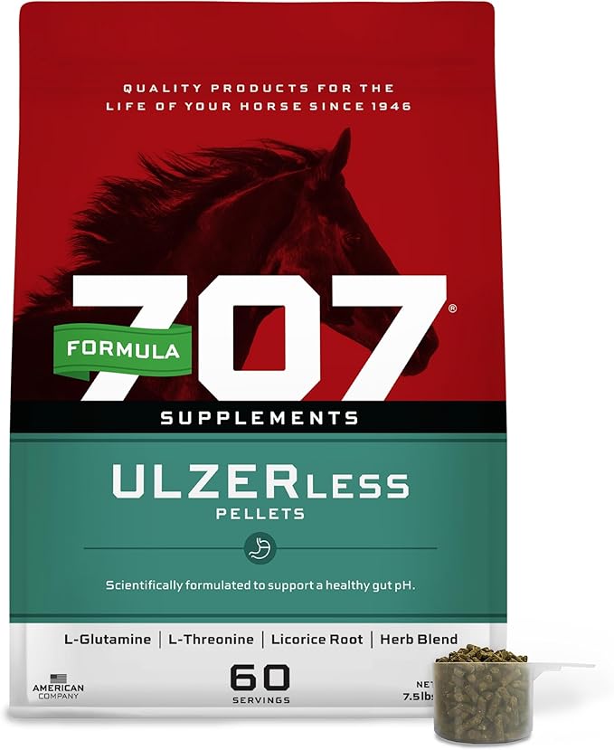 Formula 707 ULZERless Equine Supplement, 7.5lb Bag - Natural Gut Support for Horses with Ulcer Risk Factors
