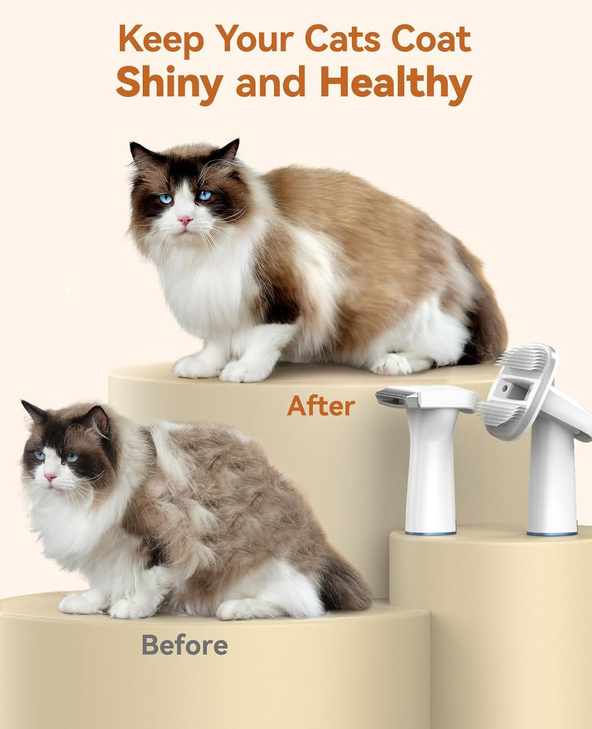 oneisall Cat Vacuum Groomer Quiet, Pet Vacuum Grooming Kit with Clipper Paw Trimmer & Brush, 1.5L Large Dust Cup Pet Vacuum for Shedding, Trimming & Home Cleaning