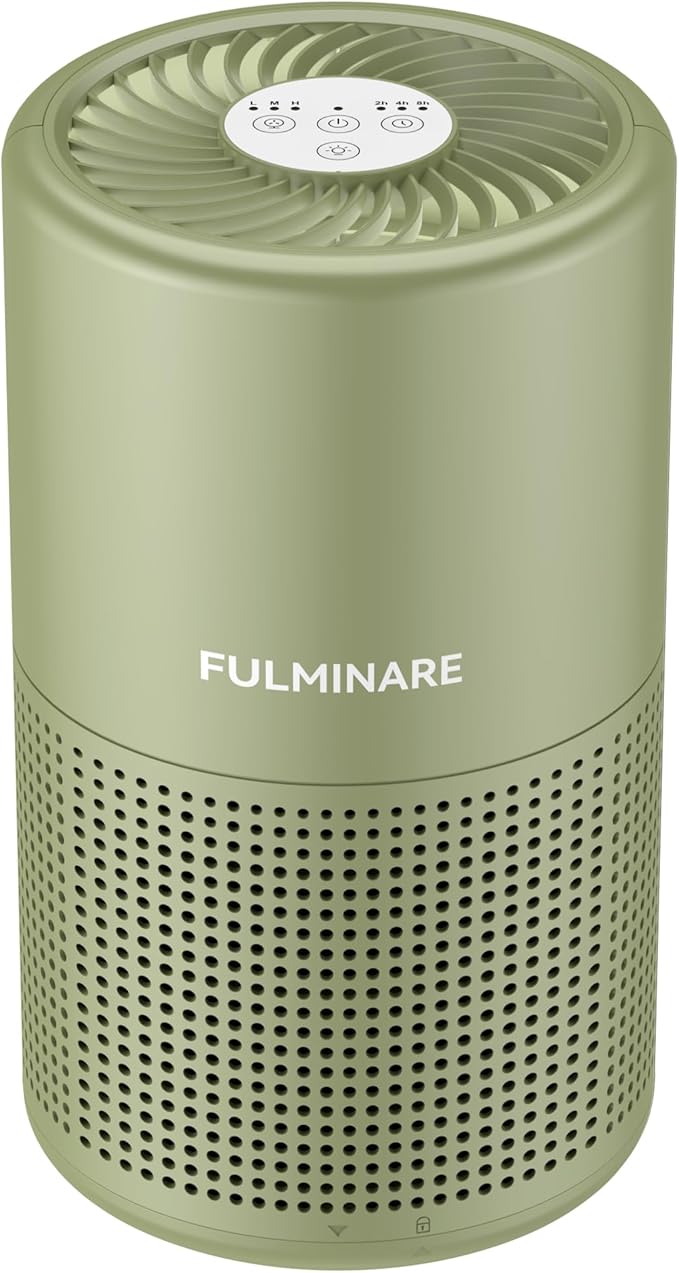 FULMINARE Air Purifiers for Home Bedroom H13 HEPA Air Purifier, 3 Speeds, Timer, 24dB, Small Mini Air Purifier with Night Light, Sage Green