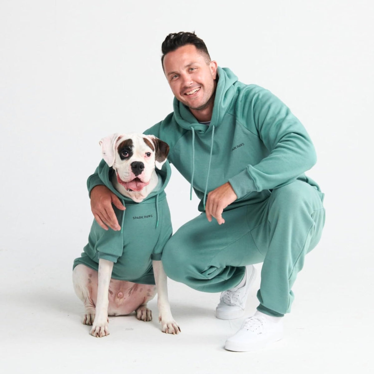 Spark Paws Dog Hoodie – Premium Dog Sweater for Small, Medium, and Large Dogs | Warm Outfits for French Bulldogs, Pitbull, Puppy, Winter Jacket Alternative - Teal - 2XL