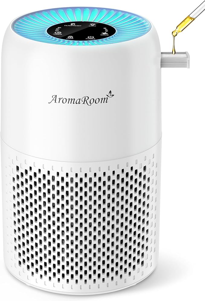 AromaRoom Air Purifiers for Bedroom with True HEPA13 Filters 3-in-1, Pet Air Purifier with Aroma Pad for Wildfires Smoke Pollen Dander, 22dB Quiet Air Cleaners for Baby Room Office Dorm
