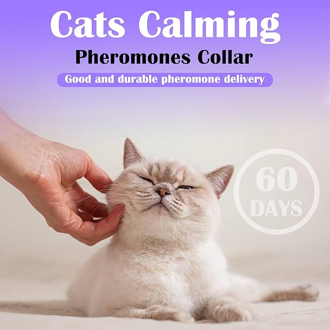 4 Pack Calming Collar for Cats - Long-Lasting Anxiety and Stress Relief, Relaxing Cat Collar,Adjustable Pheromones Collar for Cats，Natural Soothing 60 Days of Continuous Calming Move