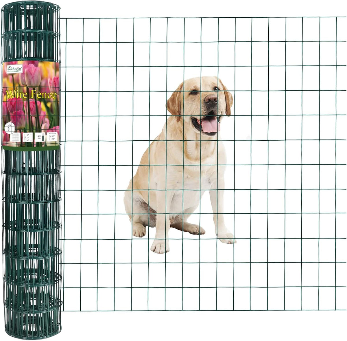 Green PVC Coated Welded Wire Fence 36 Inch x 25 Foot, 2 Inch x 3 Inch 16GA, Garden Border Fencing Roll Vinyl Coating Metal Wire Mesh for Yard Vegetable Plant Protection Poultry Netting