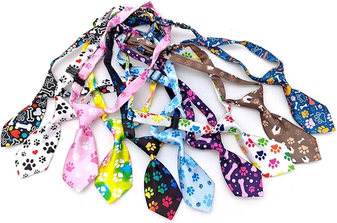 PET SHOW 10pcs Pack Paw Small Dog Ties Neckties for Doggies Cats Adjustable Holiday Birthday Grooming Accessories Neck Ties Bowties Girl Boy Festival Wedding Costumes Puppies Photography Party Gift