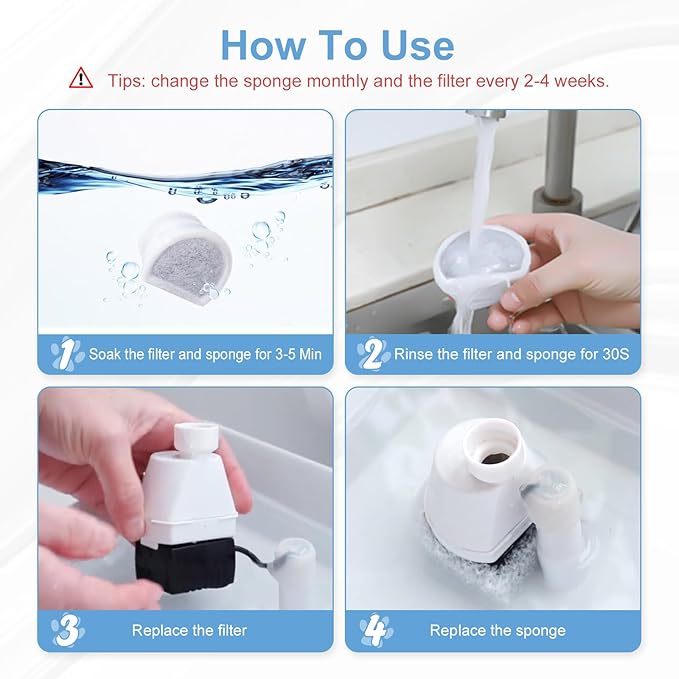 20 Pcs Cat Water Fountain Filters Replacment Compatible with PetSafe Drinkwell Fountains, 10 Replacement Carbon Filters & 10 Replacement Sponges Foam Filter Compatible with PetSafe Water Fountain