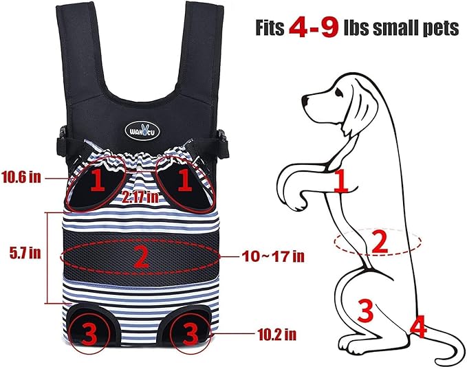 Dog Front Carrier Backpacks for Small Dogs, Legs Out Pet Carrier Sling Backpack with Adjustable Padded Ventilated Shoulder Straps, Easy-Fit for Traveling Hiking Camping,Medium