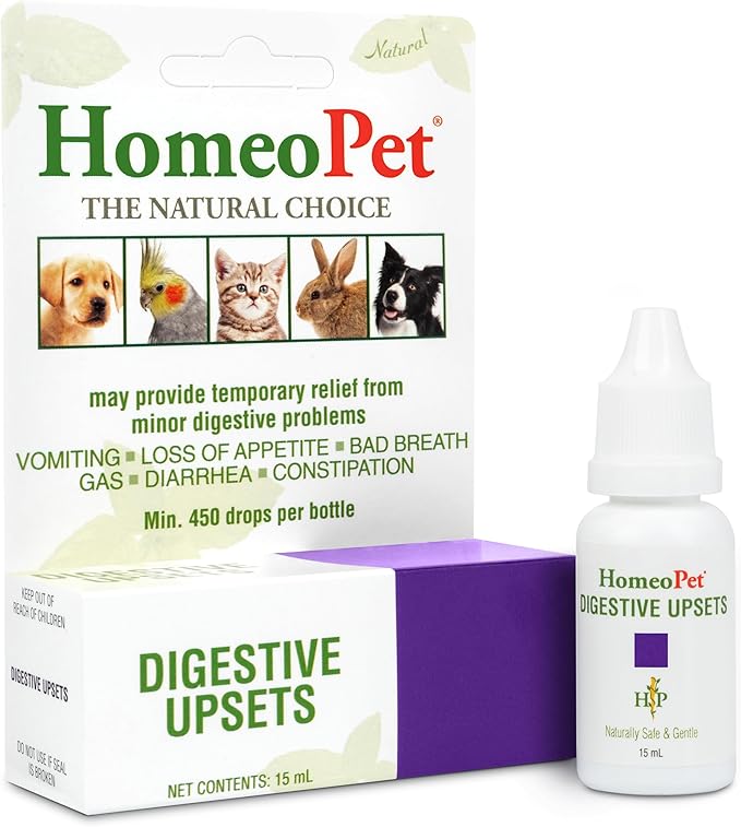 HomeoPet Digestive Upsets, Safe, Gentle, and Natural Cat and Dog Digestive Support, 15 Milliliters