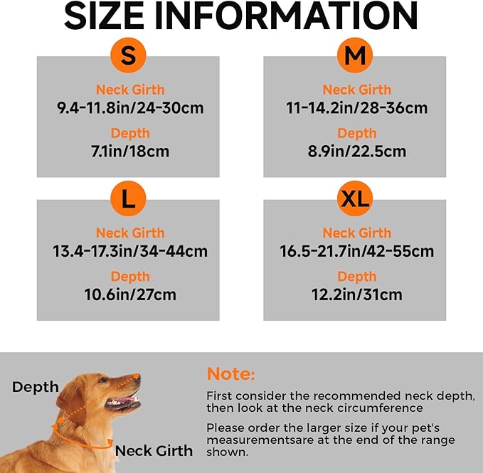 Dog Cone Collar S, Soft Cones for Large Medium Small Dogs,Adjustable Dog Cone Alternative to Stop Licking, Comfy Elizabethan Collar for After Surgery Wound Healing & Hot Spots Orange