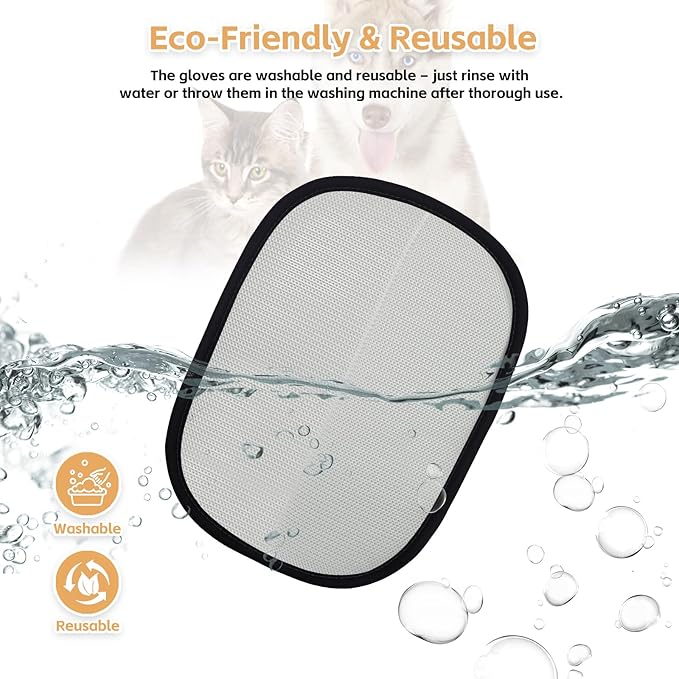 Electrostatic Pet Hair Remover Glove-Furniture/Couch/Carpet/Car Seat Hair Removal, Efficient Pet Grooming Glove for Dogs & Cats, Washable Reusable Static Removal Gloves for Pet Hair