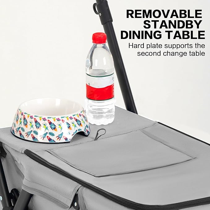 Pet Stroller Cat Dog Stroller Travel Folding Pet Carriers（Gray）
