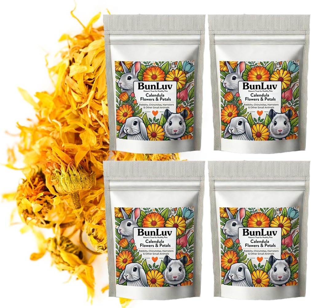 Pampered Chicken Mama Organic Dried Calendula Flowers for Small Animals | Chinchillas, Rabbits, Hamsters, Guinea Pigs | Natural Pet Food Supplement (8 Ounces)