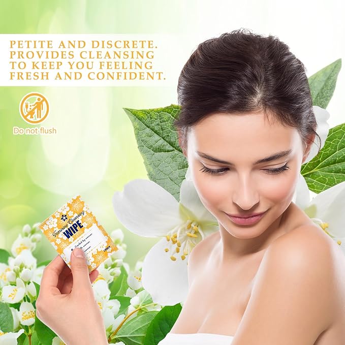 Tondiamo 200 Pcs Feminine Wet Wipes for Women Individually Wrapped Flushable Wipes Travel Size Soothing Personal Wipe Cleansing Natural Ingredients for Feminine Daily Use (Jasmine)