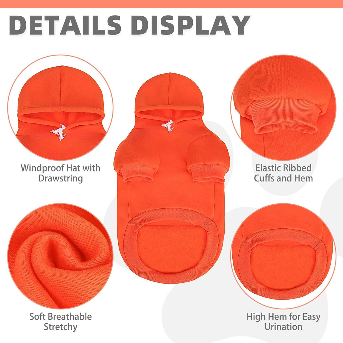 KOOLTAIL Basic Fall Dog Hoodie - Soft & Warm Dog Hoodie Sweater with Leash Hole and Pocket, Pet Winter Coat, Cold Weather Clothes Sweatshirt for Small Medium Large Dogs Puppy Cat Boys Girls,Orange XXL