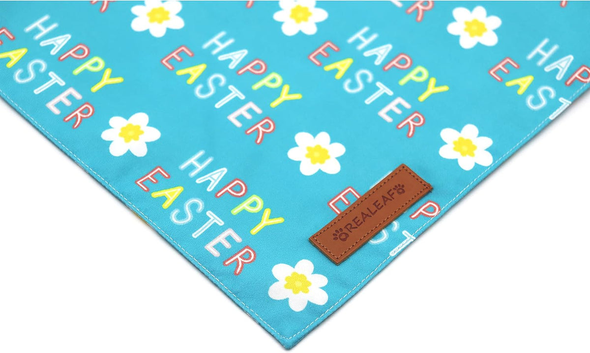 Realeaf Happy Easter Dog Bandanas 2 Pack, Reversible Pet Scarf for Boy and Girl, Premium Durable Fabric, Holiday Bandana for Small Medium Large and Extra Large Dogs (Small)