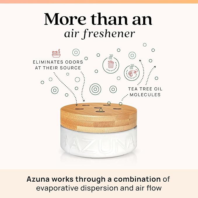 Azuna Air Freshener & Odor Eliminator for Strong Odor | 1 Room Kit Includes (1) Empty Luxe Glass Jar & 8oz Refill with Tea Tree Essential Oil Gel | Simply Citrus | Last 60-90 Days
