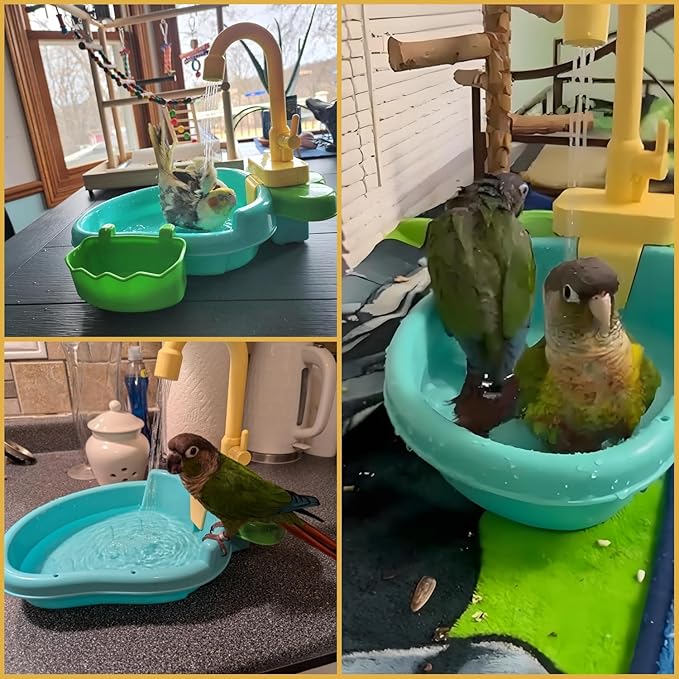 Petlex Bird Bath for Cage, Bird Bath Fountains Indoor, Parrot Automatic Bathing Box Bird Bath Shower Accessories Bird Toys for Parakeets, Budgie, Cockatiel, Conure and Small Birds