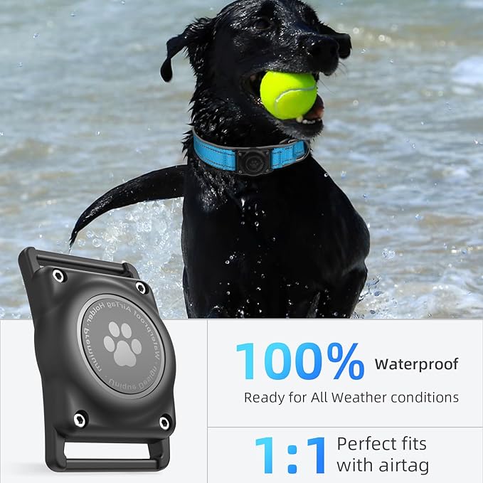 Airtag Dog Collar - 100% Waterproof Air tag Dog Collar Holder for Apple AirTag, Reflective, Soft Padded, Everlasting, GPS Dog Collar for Small Medium Large Dogs (Blue, S)