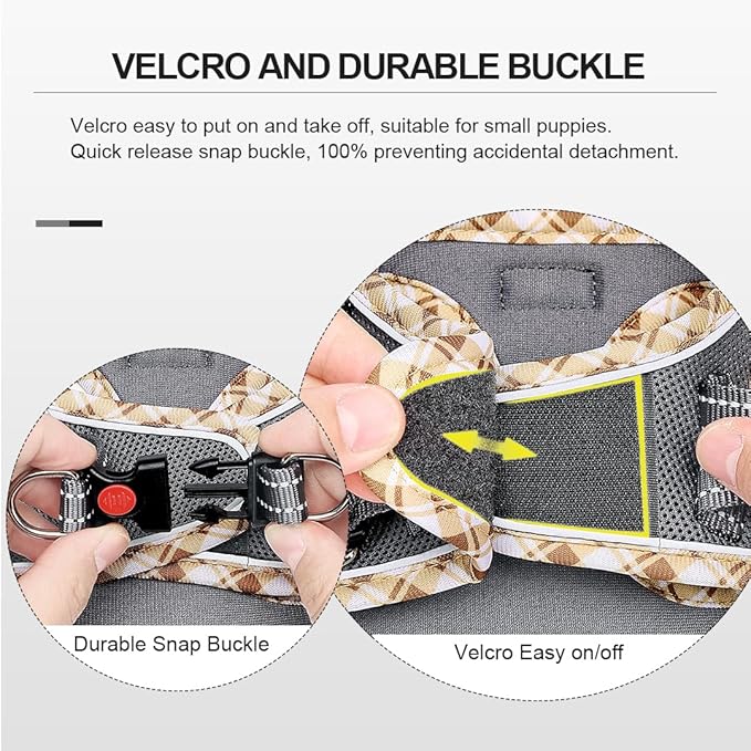 Mercano Soft Mesh Dog Harness and Leash Set, No-Chock Step-in Reflective Breathable Lightweight Easy Walk Vest Harnesses with Safety Buckle for Small Dogs, Cats (Grey, XS)