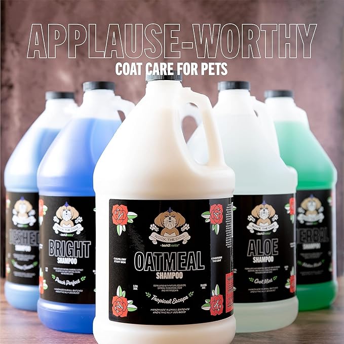 Bark2Basics Rock The Dog Oatmeal Dog Shampoo, 1 Gallon - Natural Colloidal Oatmeal, Natural, Calms Dry Itchy Irritated Skin, Moisturizes and Soothes The Skin and Coat, Professional Grade
