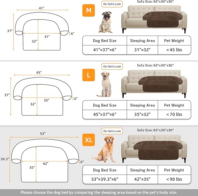 GGIB Calming Dog Bed Fluffy Plush Dog Mat for Furniture Protector with Removable Washable Cover for Large Medium Small Dogs and Cats (Extra Large (53x39.3x6), Coffee)