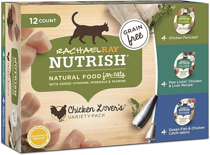 Rachael Ray Nutrish Premium Wet Cat Food, Chicken Lovers Variety Pack, Grain Free, 2.8 Oz. Tub, Pack Of 12