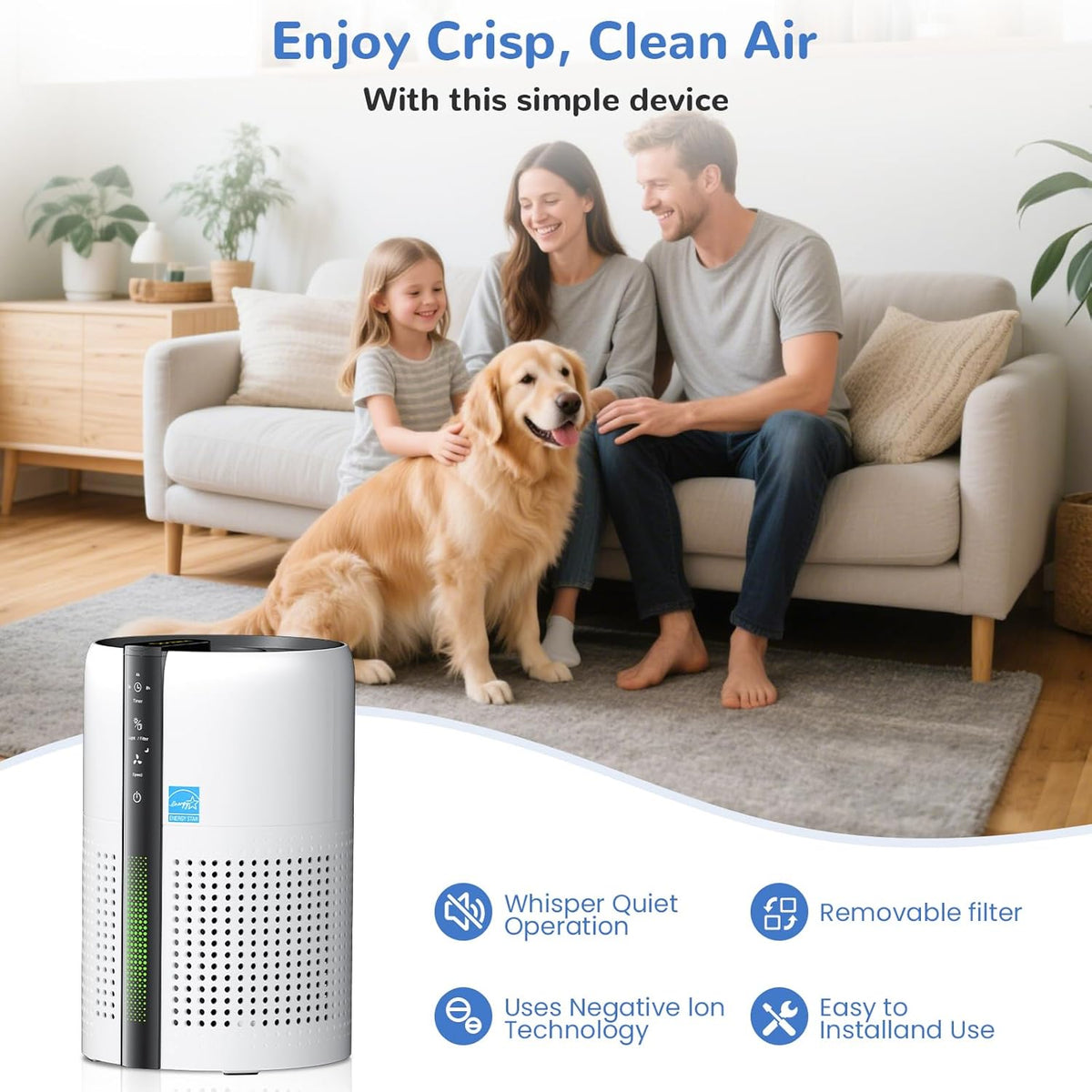 Cat Litter Deodorizer,Odor Eliminator for Pet Strong Odors 99% Activated Carbon Adsorption Plug in Air fresheners for home,Litter Box,Kitchen, Bathroom, Ion Air Purifier Quiet Portable