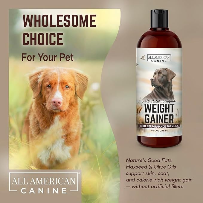 Dog Weight Gainer Liquid – High Calorie Dog Food Supplement for Rapid Weight Gain, Mass, and Recovery – Appetite Stimulant – 60 Servings