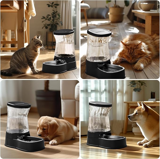 Gardner Pet Automatic Dog Water Dispenser Gravity Stainless Steel Water Waterer Feeder, 100% BPA-Free Large Capacity Water Feeding Bowls for Medium & Large-Sized Dogs Cats Other Pets -(1 Gallon)