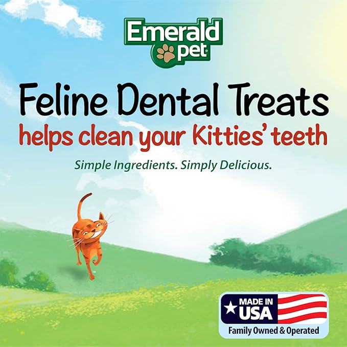 Feline Dental Treats — Tasty and Crunchy Cat Dental Treats Grain Free — Natural Dental Treats to Clean Cat Teeth, Freshen Cat Breath, and Reduce Plaque and Tartar Buildup — Catnip Treats, 11 oz