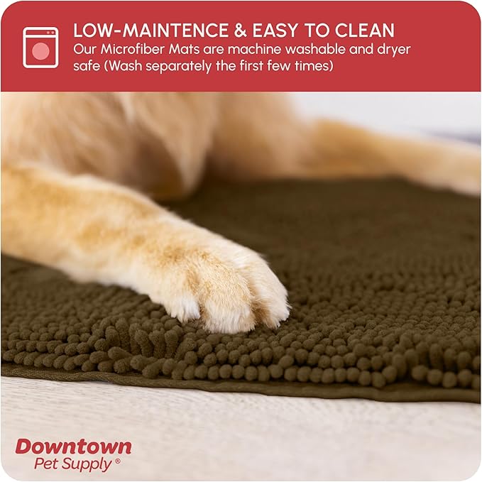 My Doggy Place Microfiber Dog Mat for Muddy Paws, 8' x 2' Brown - Non-Slip, Absorbent and Quick-Drying Dog Paw Cleaning Mat, Washer and Dryer Safe - Hallway Runner