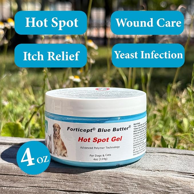Forticept Blue Butter – Hot Spot Treatment for Dogs | Dog Wound Care | Skin Yeast Infections, Ringworm, Cuts, Rashes, First Aid Veterinary Strength Topical Ointment 4oz