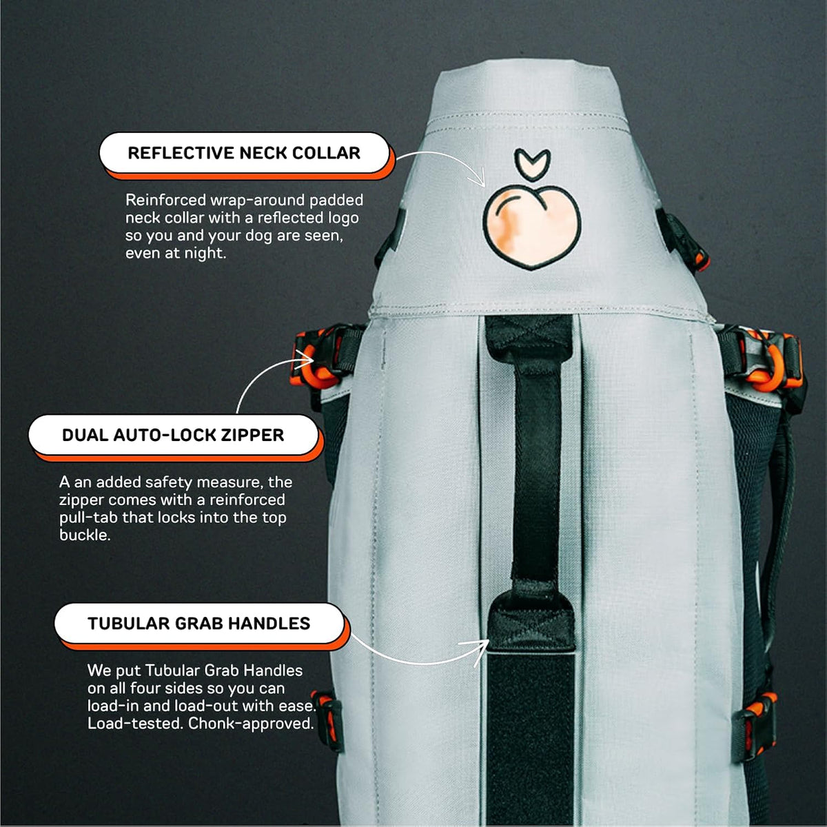The Maxine One Medium Dog Carrier by Little Chonk | Dog Backpack Carrier for Medium Sized Breeds | Adjustable Front Facing Pet Carrier for Travel | Dog Hiking Backpack - Chonkcrete Gray