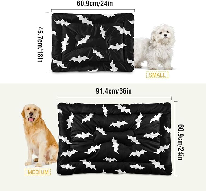 Pet Bed Halloween Bats Dog Bed Mat Absorbing Non Slip Pad Pet Sleeping Mat for Small, Medium, and Large Dogs Puppy Cat 36 in x 24 in