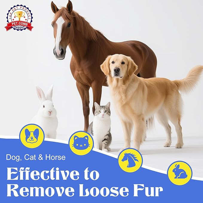 Self Cleaning Dog Brush for Shedding - Bristle Brush and Long/Short Needles Design, Skin Friendly, Slicker Deshedding Dog Brush, Hair Removal for Long & Short Haired Pets (Blue)