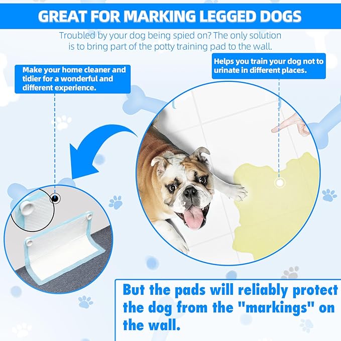 (4-Pack) Potty Training Pad Magnetic Holder Compatible with Any Size of Puppy Pee Pads Perfect for Leg-Lifting Marking Dogs, Strong Magnets Will Stick on Most Flat Surfaces - White